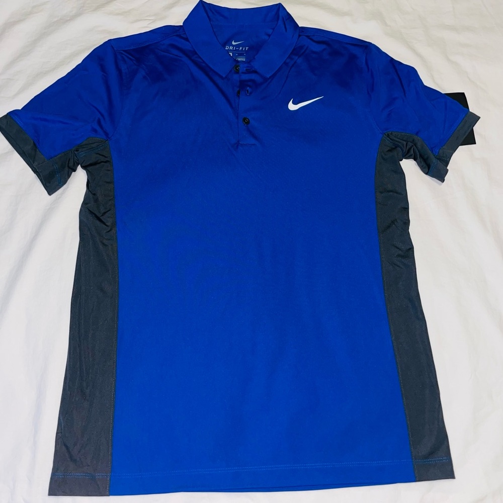Nike Men Evergreen Dri- Fit Polo Shirt Sz Medium Rush Blue